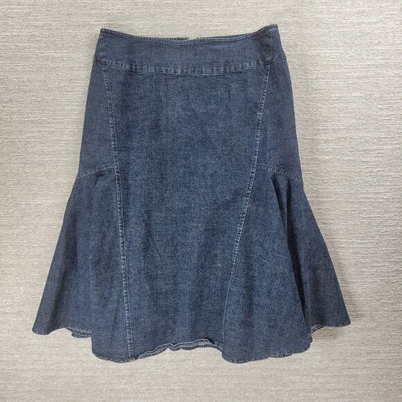 VTG Powerline Denim Skirt Size 8 Blue Dark‎ Wash Flounce Flared Mermaid Rodeo - Picture 5 of 11